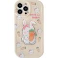 Yellow Bunny Phone Case Compatible with iPhone 12 Cute 3D Korea Lovely Rabbit Carrot Cartoon Case with Rabbit Hold Stand for Women Girls