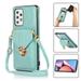 Cutyskin Case for Samsung A72 5G/4G Luxury Metal Buckle Back Folio Cover [Crossbody & Shoulder Strap][Credit Card Holder][Fashion Design] Shockproof Phone Case for Samsung Galaxy A72 5G/4G Green