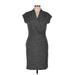 Liz Claiborne Casual Dress - Sheath V-Neck Short sleeves: Gray Dresses - Women's Size Medium