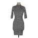 rue21 Casual Dress - Bodycon High Neck 3/4 sleeves: Gray Dresses - Women's Size Medium