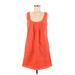 J.Crew Casual Dress - Mini Scoop Neck Sleeveless: Orange Print Dresses - Women's Size 6