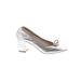 Zara Basic Heels: Slip On Chunky Heel Cocktail Silver Print Shoes - Women's Size 37 - Almond Toe