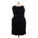 Lands' End Casual Dress - Sheath Crew Neck Sleeveless: Black Solid Dresses - Women's Size 22