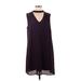 Luxology Casual Dress - Shift Mock Sleeveless: Burgundy Print Dresses - Women's Size Medium