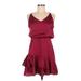 Lulus Casual Dress - Mini V Neck Sleeveless: Burgundy Print Dresses - Women's Size Medium