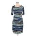 Connected Apparel Casual Dress - Sheath: Blue Acid Wash Print Dresses - Women's Size 6