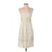 Ann Taylor Cocktail Dress - Party Square Sleeveless: Ivory Dresses - Women's Size 4 Petite