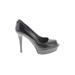 Stuart Weitzman Heels: Pumps Stilleto Cocktail Party Black Solid Shoes - Women's Size 7 1/2 - Peep Toe