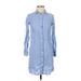 Ann Taylor Casual Dress - Shirtdress: Blue Dresses - Women's Size X-Small