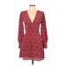 Veronica Beard Casual Dress - Wrap: Red Floral Motif Dresses - Women's Size 4