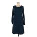 Carve Designs Casual Dress - DropWaist Scoop Neck Long sleeves: Blue Dresses - Women's Size Large