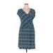 Evan Picone Casual Dress - Sheath V Neck Short sleeves: Blue Dresses - Women's Size 16