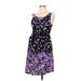 Motherhood Cocktail Dress - A-Line Scoop Neck Sleeveless: Purple Print Dresses - Women's Size Medium Maternity