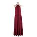 Caslon Casual Dress - A-Line Halter Sleeveless: Burgundy Solid Dresses - Women's Size 1X