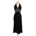 Evan Picone Cocktail Dress - Midi Halter Sleeveless: Black Print Dresses - Women's Size 10