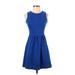 J.Crew Factory Store Casual Dress - Mini High Neck Sleeveless: Blue Print Dresses - Women's Size 2X-Small