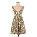 RED Valentino Casual Dress - Mini V Neck Sleeveless: Yellow Print Dresses - Women's Size 36
