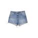 Topshop Denim Shorts: Blue Solid Bottoms - Women's Size 8 - Light Wash