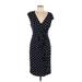 American Living Casual Dress - Wrap V-Neck Short sleeves: Black Polka Dots Dresses - Women's Size 12
