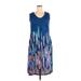 Isabel + Alice Casual Dress - Shift: Blue Graphic Dresses - Women's Size X-Large Plus