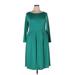 24seven Comfort Apparel Casual Dress - A-Line: Teal Print Dresses - Women's Size X-Large