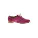 Flats: Oxfords Stacked Heel Boho Chic Burgundy Print Shoes - Women's Size 36 - Round Toe