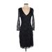 Banana Republic L'Wren Scott Cocktail Dress - Party Plunge 3/4 sleeves: Black Solid Dresses - Women's Size 4