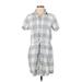 Lou & Grey Casual Dress - Shirtdress: Gray Checkered/Gingham Dresses - Women's Size Small