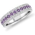 SAKSHAM ART DESIGN 2.00 Carat Round Shape February-amethyst & Cubic Zirconia Wedding or Anniversary womens and Girls Band Ring 14k White Gold Plated Size UK H To Z (M)