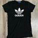 Adidas Tops | Adidas Trefoil T-Shirt Dress Womens Black Graphic Short Sleeve Sport Size Small | Color: Black/White | Size: S