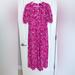 J. Crew Dresses | J Crew Collection Womens Puff Sleeve V-Neck Floral Maxi Dress Size 12 | Color: Pink | Size: 12