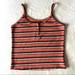 American Eagle Outfitters Tops | American Eagle Striped Henley Button Tank Top | Color: Black/Orange/Tan/White | Size: S