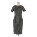 Banana Republic Casual Dress - Sheath Crew Neck Short sleeves: Gray Stripes Dresses - Women's Size 6