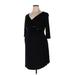 Mom's the Word Casual Dress - Sheath V-Neck 3/4 sleeves: Black Solid Dresses - Women's Size 3 Maternity