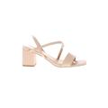 Journee Collection Heels: Strappy Chunky Heel Minimalist Ivory Solid Shoes - Women's Size 10 - Open Toe