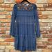 Anthropologie Dresses | Anthropologie Maeve Samara Floral Embroidered Dress Blue Long Sleeve Size Xs | Color: Blue/Orange | Size: Xs
