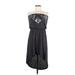 Express Outlet Casual Dress - High/Low Strapless Sleeveless: Black Print Dresses - Women's Size Medium