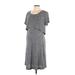 Old Navy - Maternity Casual Dress Scoop Neck Short sleeves: Gray Solid Dresses - New - Women's Size Large