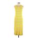 Banana Republic Casual Dress - Sheath Scoop Neck Sleeveless: Yellow Stripes Dresses - Women's Size Large