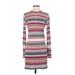 Roxy Casual Dress - Sweater Dress: Burgundy Stripes Dresses - Women's Size Small