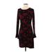 MICHAEL Michael Kors Casual Dress - Mini Crew Neck Long sleeves: Black Print Dresses - Women's Size Medium