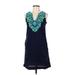 J.Crew Casual Dress - Mini V Neck Sleeveless: Blue Dresses - Women's Size 2X-Small Petite