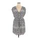 DR2 Casual Dress - Mini V Neck Short sleeves: Gray Dresses - Women's Size X-Large