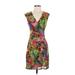 Boston Proper Casual Dress - Sheath V Neck Sleeveless: Brown Tropical Dresses - Women's Size 4