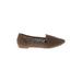 Daytrip Flats: Slip-on Stacked Heel Boho Chic Brown Solid Shoes - Women's Size 7 1/2 - Almond Toe