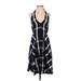 Eva Franco Casual Dress - A-Line Plunge Sleeveless: Blue Plaid Dresses - Women's Size 4