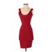Herve Leger Casual Dress - Party Scoop Neck Sleeveless: Burgundy Print Dresses - Women's Size Small