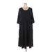Lands' End Casual Dress - A-Line Scoop Neck 3/4 sleeves: Black Print Dresses - New - Women's Size 2X