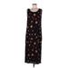 R&K Originals Casual Dress - Midi Scoop Neck Sleeveless: Black Print Dresses - Women's Size 8 Petite