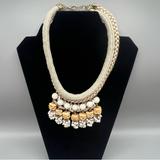 Anthropologie Jewelry | Anthropologie Beaded Bib Necklace | Color: Tan/White | Size: Os